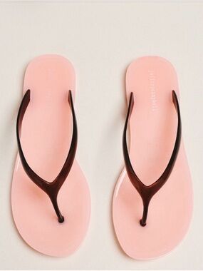 Jeffrey Campbell Pink Jelly Flip Flop Sandals with Dark Brown Straps